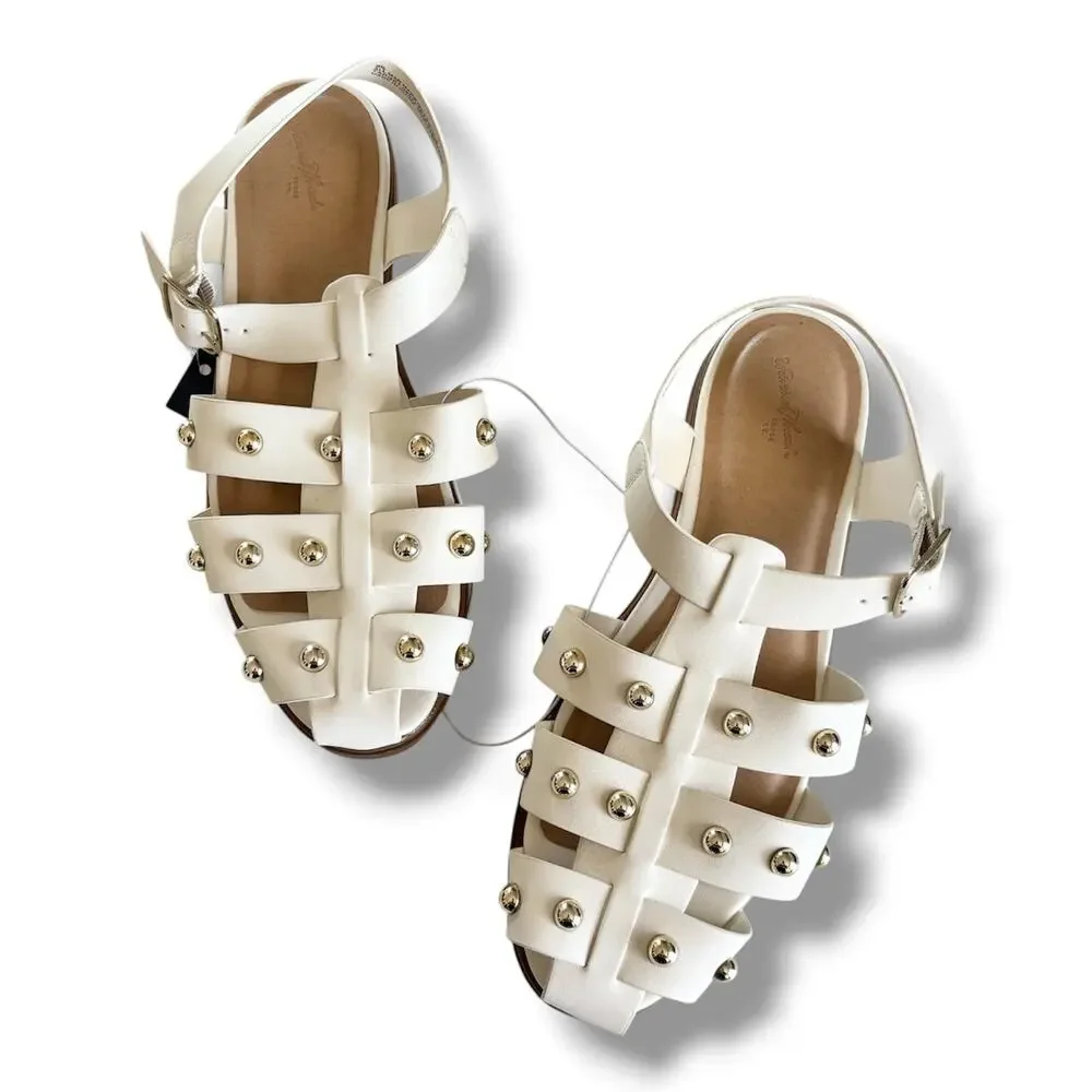 Universal Thread Winnie White Studded Strappy Fisherman Sandals Women’s 9.5 NEW